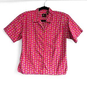 Vintage 90s Blouse Women's Size Petite Small LizSport Pink Floral Purple Retro